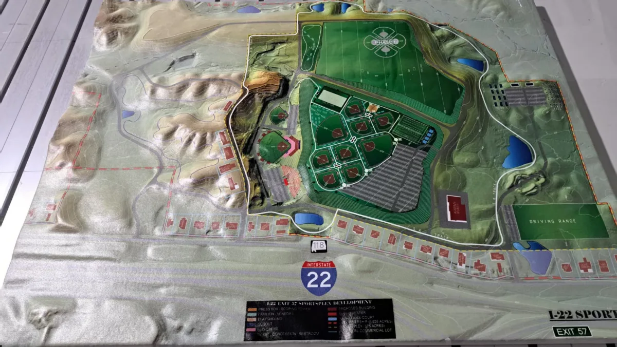 Sport Complex Topography  — Architecture & Real Estate physical model by Carve Model (1:2220 scale, Foam)